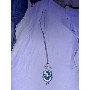 Vivienne Westwood Fish Green Plaque Long Necklace